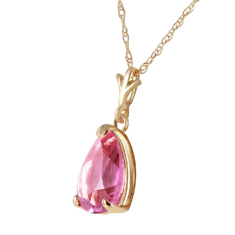 Dove feather necklaces-1.5 Carat 14K Solid Gold Chanting Love Pink Topaz Necklace