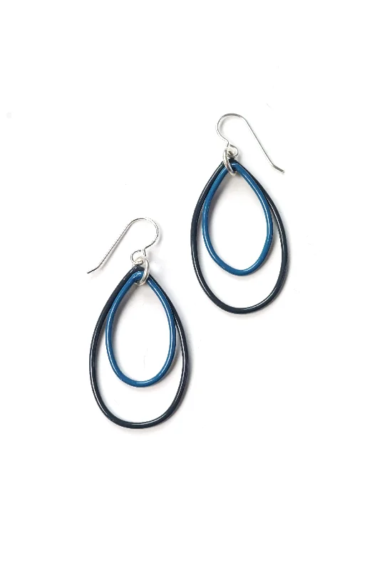 Aged bronze earrings-Nellie earrings in Midnight Grey and Azure Blue