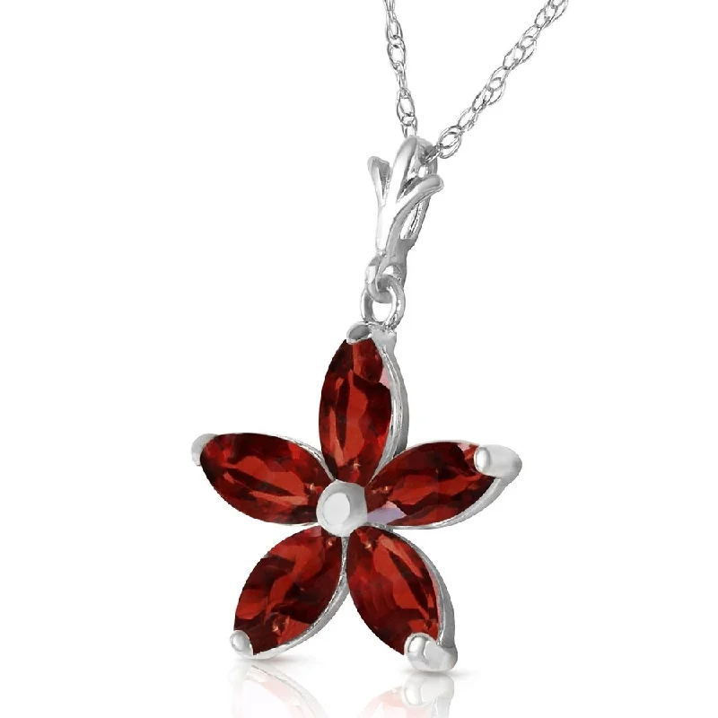 Swirl shape necklaces-1.4 Carat 14K Solid White Gold Having Once Garnet Necklace