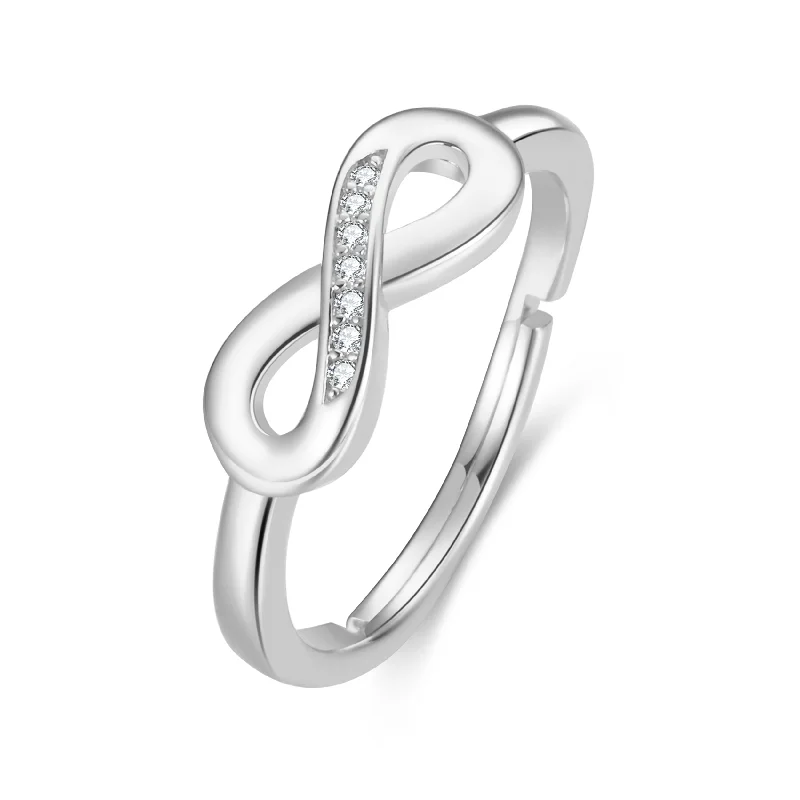 Whimsical rings-Whimsical rings-Silver Plated Infinity Ring Created with Zircondia® Crystals