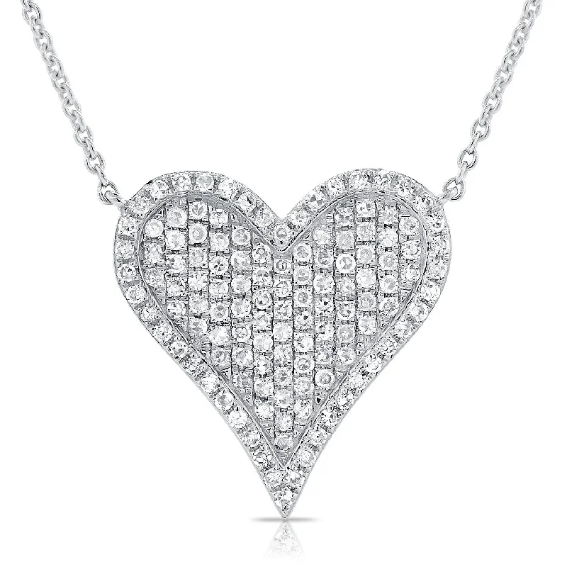 Carved name necklaces-Joelle Diamond Heart Necklace 14K White Gold 1/3 ct TDW