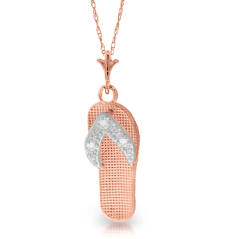 Sleek drop necklaces-14K Rose Gold Shoe Necklace w/ Natural Diamonds