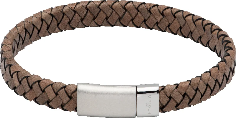 Unique & Co Anti Brown Grey Leather Bracelet