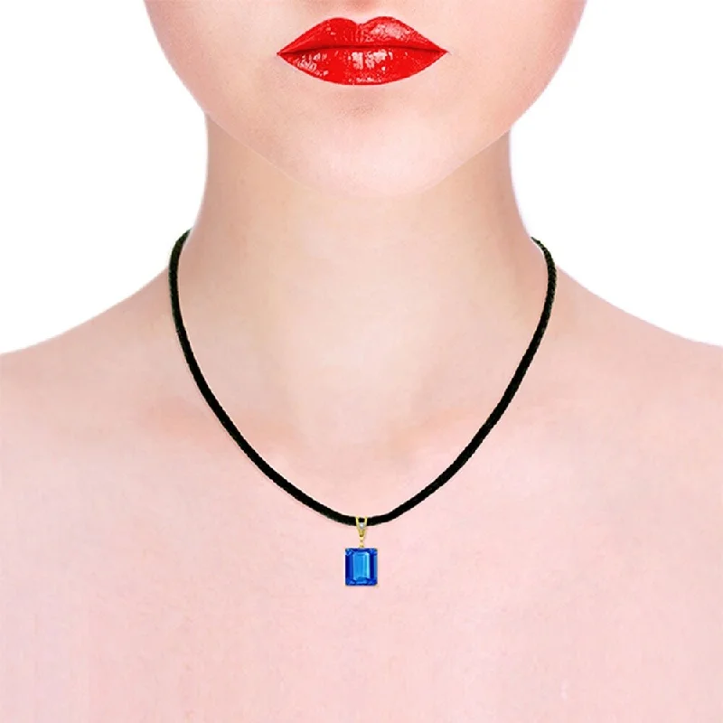 Sleek bar necklaces-6.51 Carat 14K Solid Gold Solitude Blue Topaz Diamond Necklace