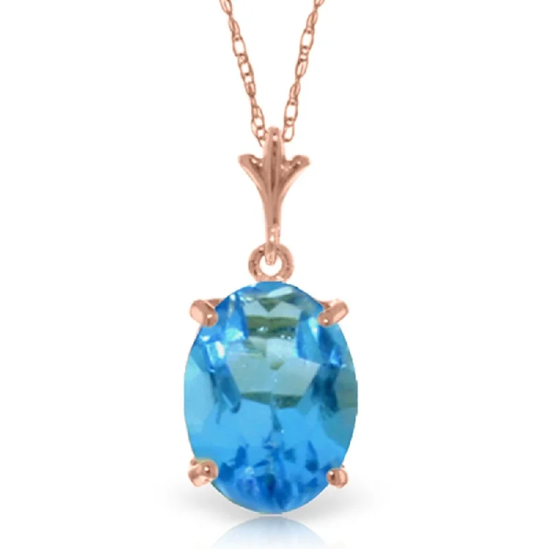 Stellar star necklaces-3.12 Carat 14K Rose Gold Solo Oval Blue Topaz Necklace