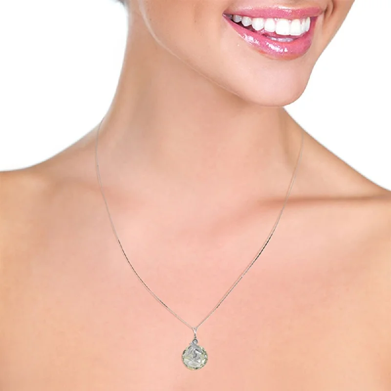 Regency style necklaces-5.32 Carat 14K Solid White Gold Necklace Natural Green Amethyst Diamond