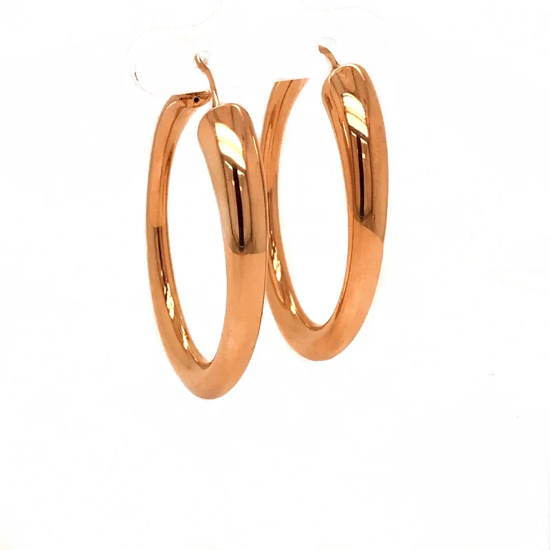 Sapphire gem earrings-Yellow Gold Tapered Oval Hoop