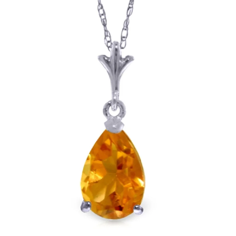 Vintage bead necklaces-1.5 Carat 14K White Gold Warm Heart Citrine Necklace