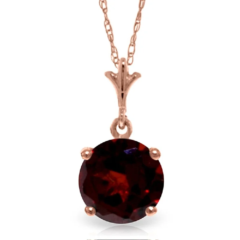 Round stone necklaces-1.15 Carat 14K Rose Gold Single Round Garnet Necklace