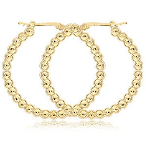 Woven cord earrings-14k yellow gold beaded hoop