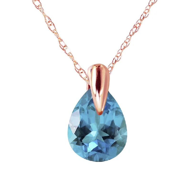 Astro charm necklaces-0.68 Carat 14K Rose Gold Necklace Natural Blue Topaz