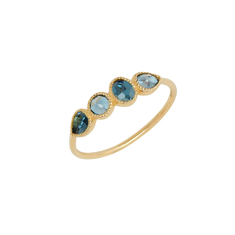 Sculptural cocktail rings-Sculptural cocktail rings-Mosaik Gold Ring 18k Gold - London & Swiss Blue Topaz