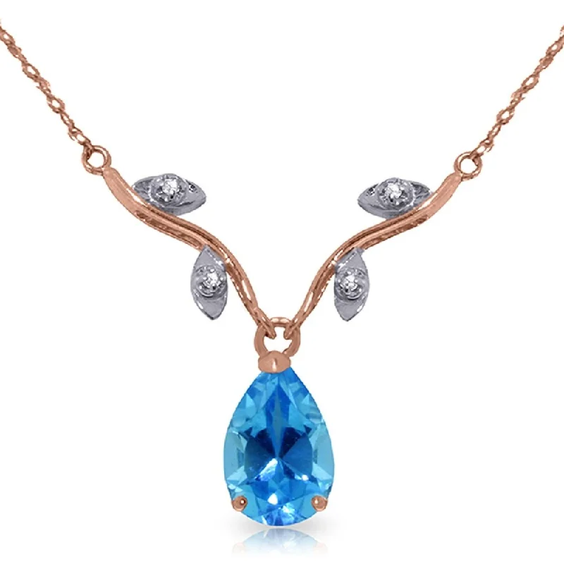 Mystic eye necklaces-1.52 Carat 14K Rose Gold New Romance Blue Topaz Necklace