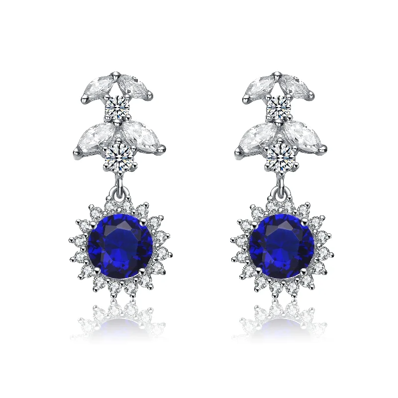 Wide statement earrings-La Roche Blue Sun Earrings