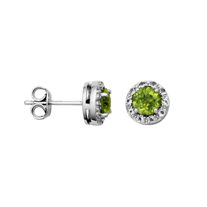 Yarn tassel earrings-Sterling Silver Peridot and White Topaz Earrings