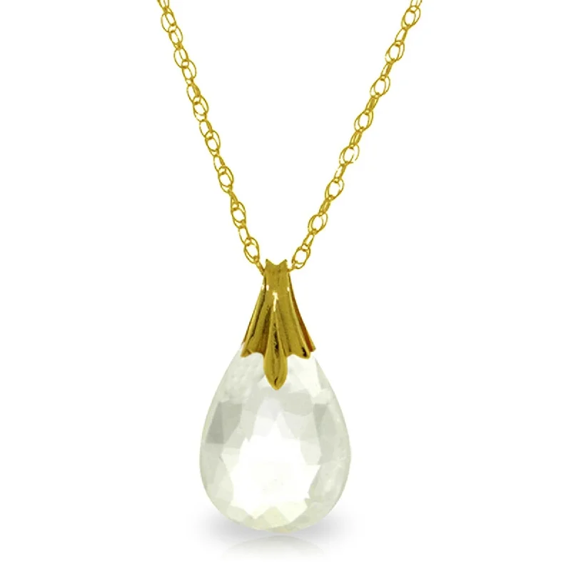 Whimsical bead necklaces-3 Carat 14K Solid Gold Joy's Rewards White Topaz Briolette Necklace