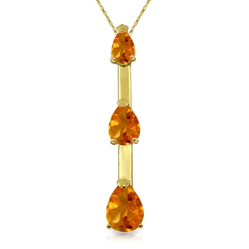 Worn charm necklaces-1.71 Carat 14K Gold Engulfing Flames Citrine Necklace