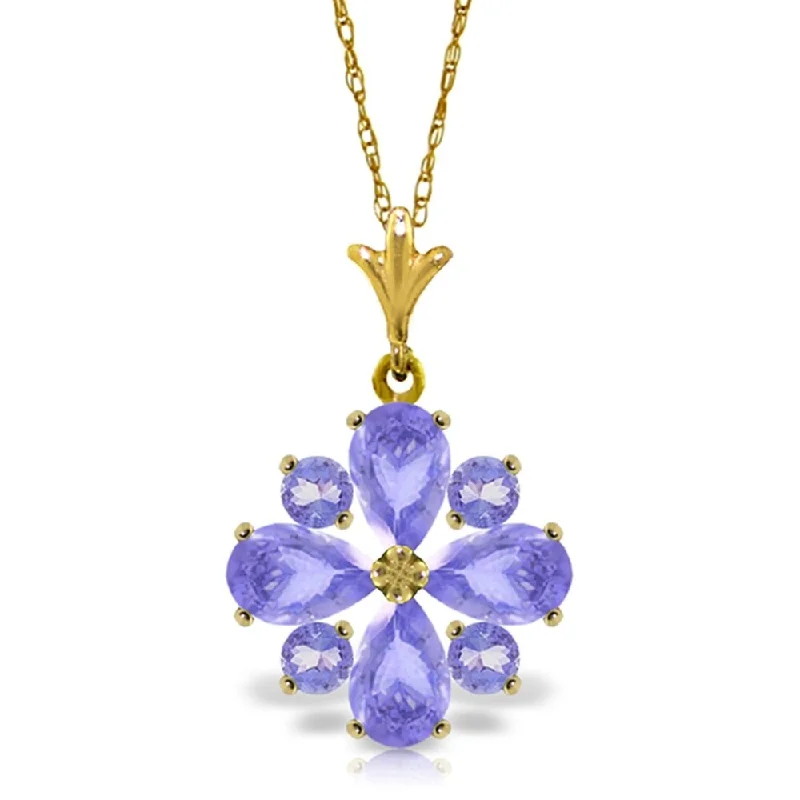 Sleek design necklaces-2.43 Carat 14K Gold Snow Flake Sail Tanzanite Necklace