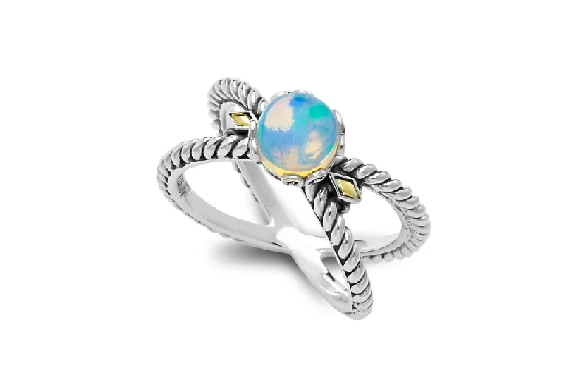 Rustic cameo rings-Rustic cameo rings-Glow "X" Ring- Opal