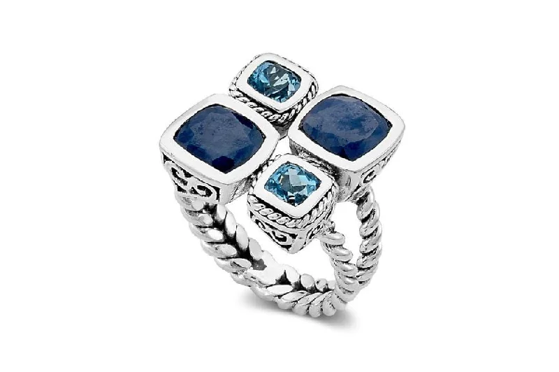 Curved shank rings-Curved shank rings-Cabu Ring- Blue