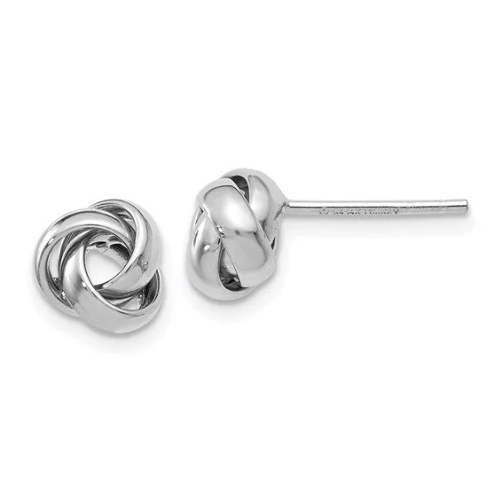 Sleek hoop earrings-14K White Gold Polished Knot Post Earrings