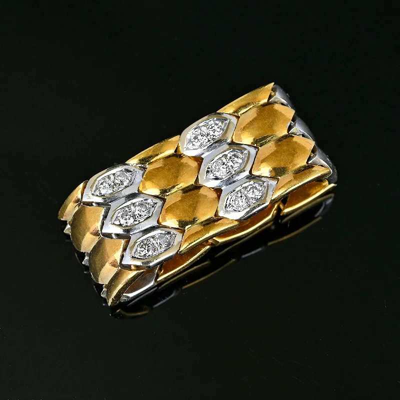 Lily rings-Lily rings-18K Gold Articulated Wide Diamond Snake Ring Band