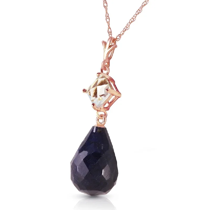 Twisted knot necklaces-14K Solid Rose Gold Necklace with Rose Topaz & Sapphire