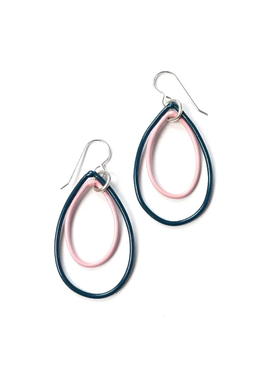 Twine bead earrings-Nellie earrings in Deep Ocean and Bubble Gum