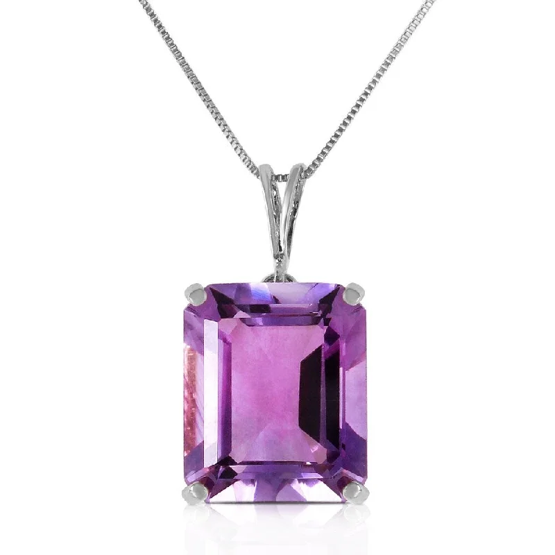 Oval stone necklaces-6.5 Carat 14K Solid White Gold Necklace Octagon Purple Amethyst