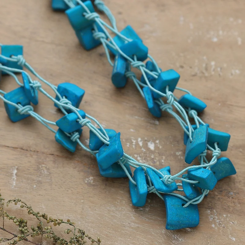 Vine braid necklaces-Novica Handmade Bohemian Sky Painted Station Strand Necklace