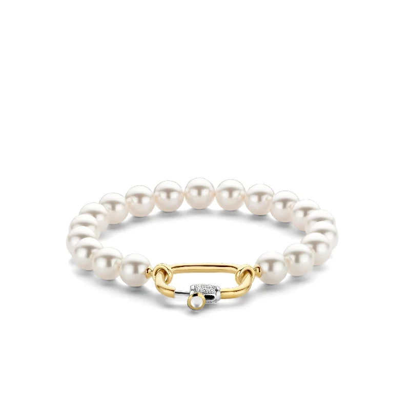 Ti Sento Pearl Chunky 18ct Gold Vermeil Bracelet