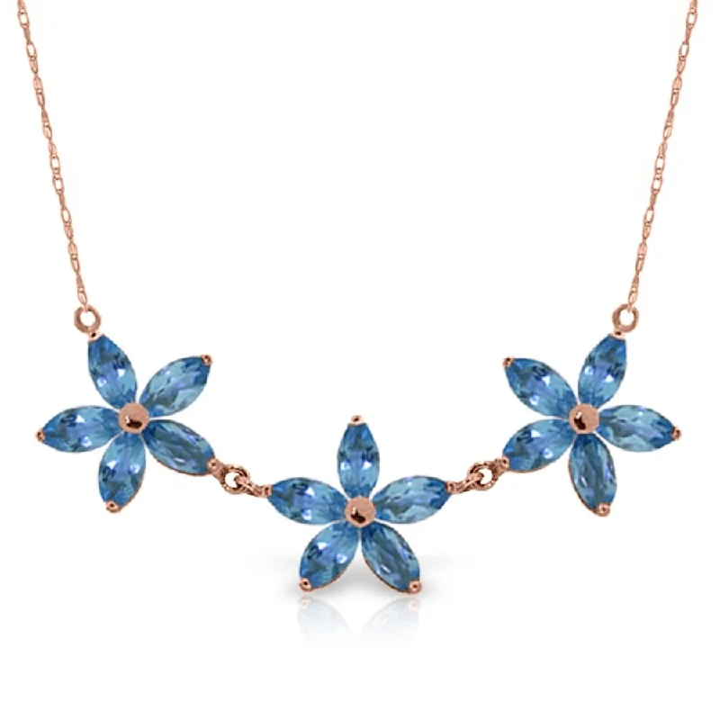 Citrine necklaces-14K Solid Rose Gold Necklace with Natural Blue Topaz