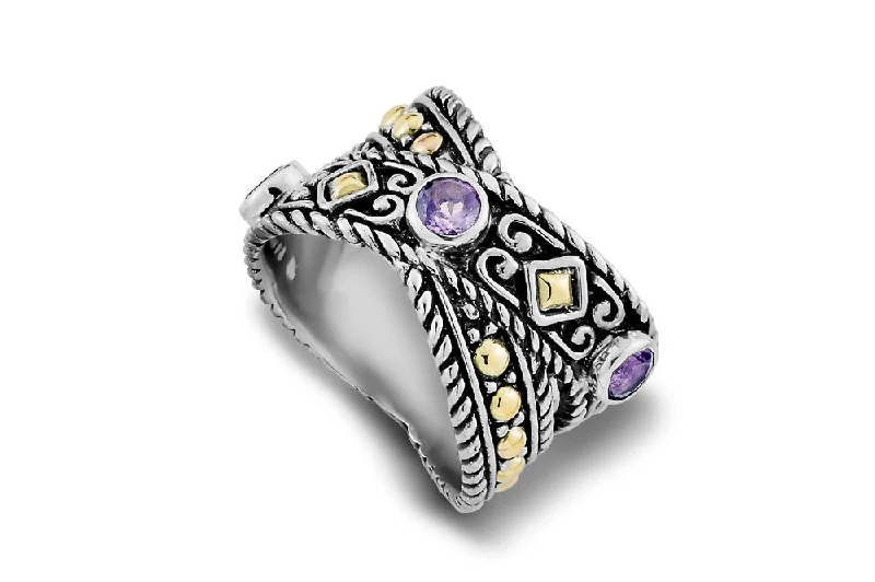 Glossy enamel rings-Glossy enamel rings-Ramu Ring- Amethyst