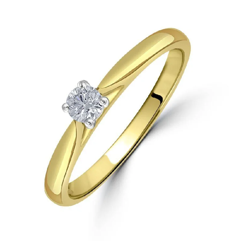 0.15ct Round Brilliant Cut Diamond Solitaire 18ct Yellow Gold Ring