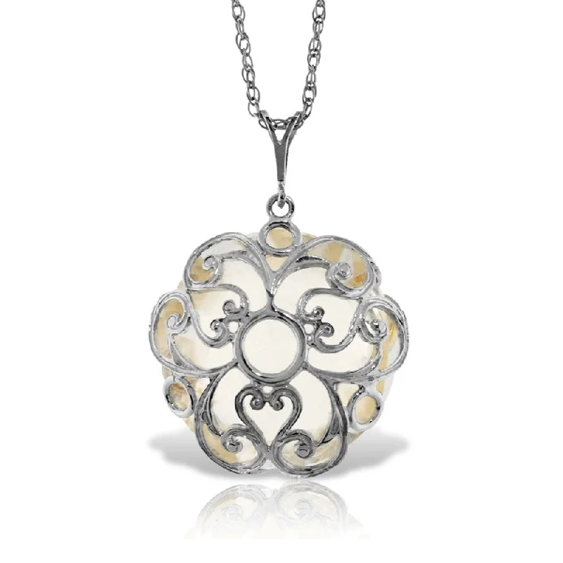 Polished gold necklaces-14K Solid White Gold Necklace with Checkerboard Cut Round White Topaz