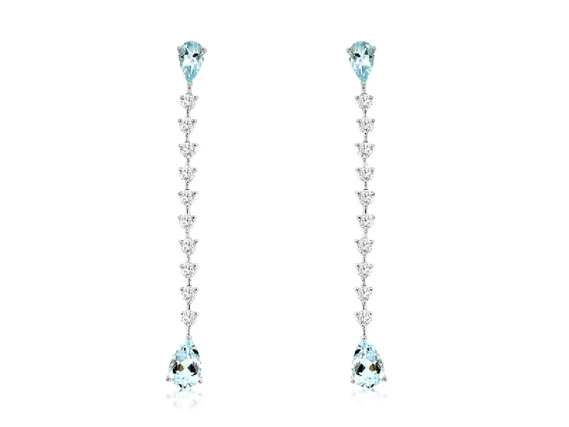 Crystal weave earrings-Aquamarine & Diamond Occasion Earrings