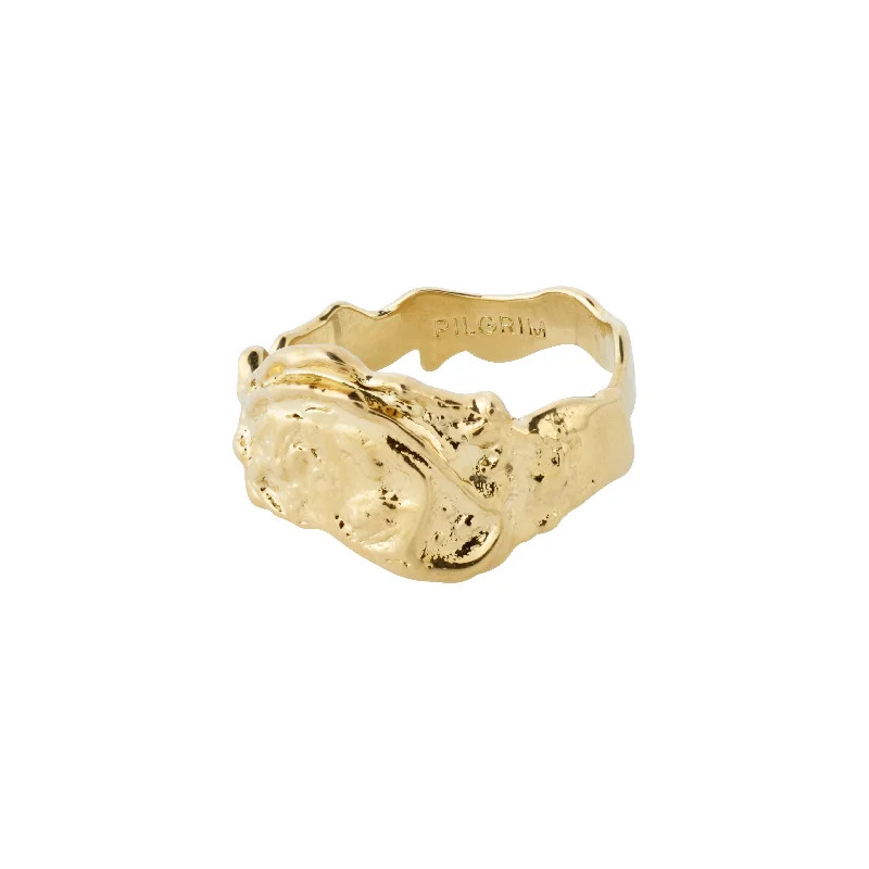 Ripple style rings-Ripple style rings-BLOSSOM organic shaped ring gold-plated