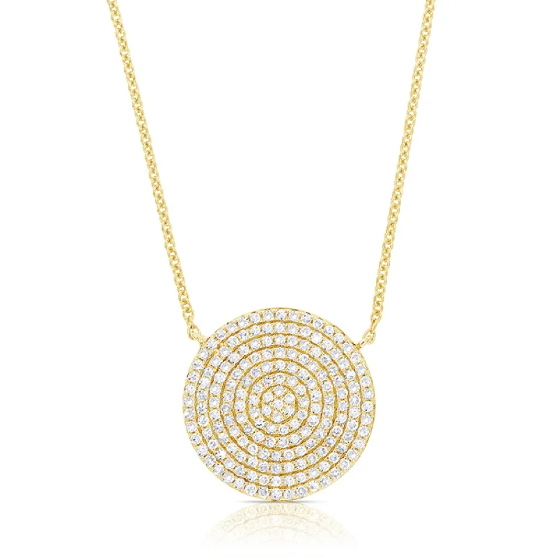 Sleek gold necklaces-Joelle Diamond Pave 5/8 ct. Circle Disc Necklace 14K Gold