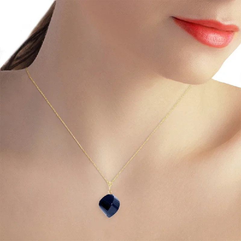 Amethyst pendant necklaces-15.25 Carat 14K Solid Gold Necklace Twisted Briolette Sapphire