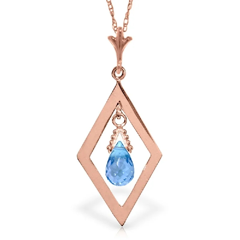 Pure crystal necklaces-14K Rose Gold Briolette Blue Topaz Necklace Class Platinum