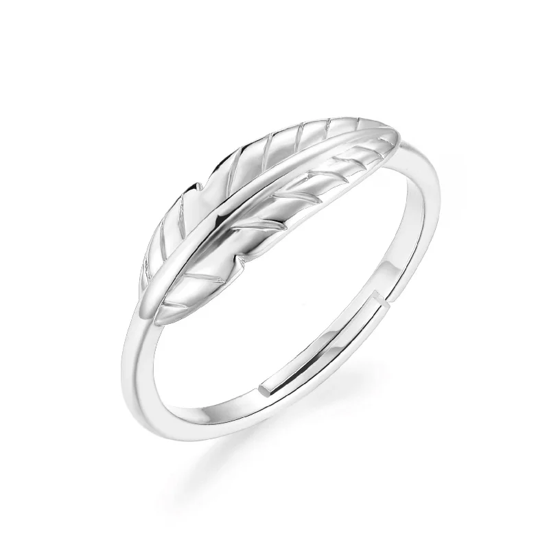 Thin frame rings-Thin frame rings-Silver Plated Feather Ring