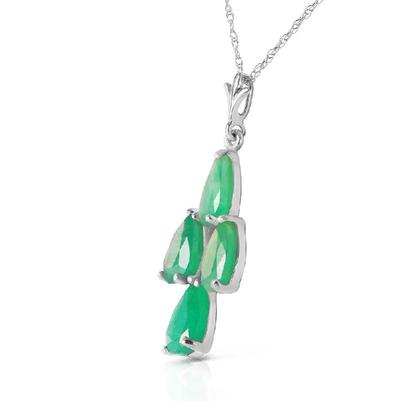 Wide link necklaces-1.5 CTW 14K Solid White Gold Magnanimity Emerald Necklace