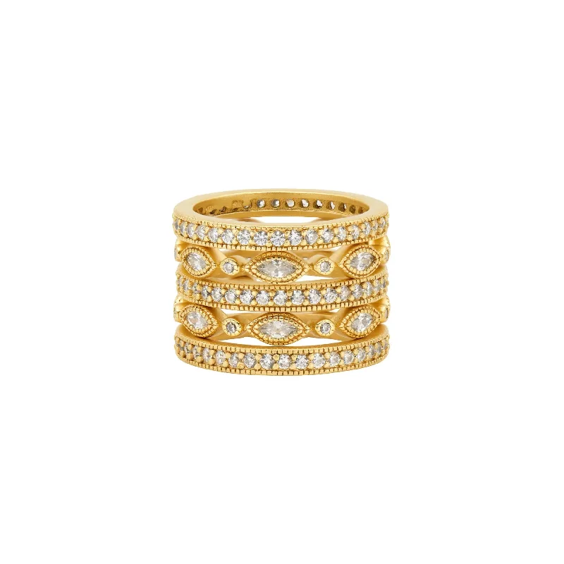 Topaz solitaire rings-Topaz solitaire rings-Signature Classic Marquise Eternity 5-Stack