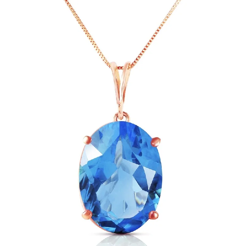 Full moon necklaces-14K Solid Rose Gold Necklace with Oval Blue Topaz