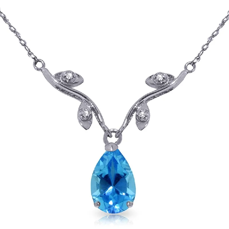 Faith charm necklaces-1.52 Carat 14K White Gold Port in A Storm Blue Topaz Diamond Necklace