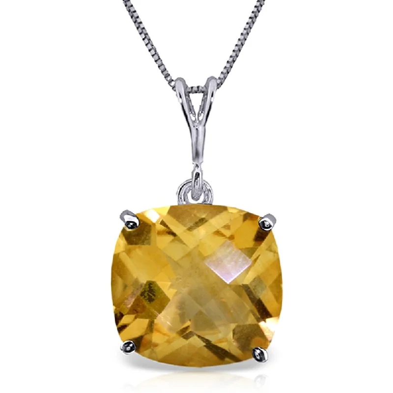 Morganite necklaces-3.6 Carat 14K White Gold Necklace Natural Checkerboard Cut Citrine