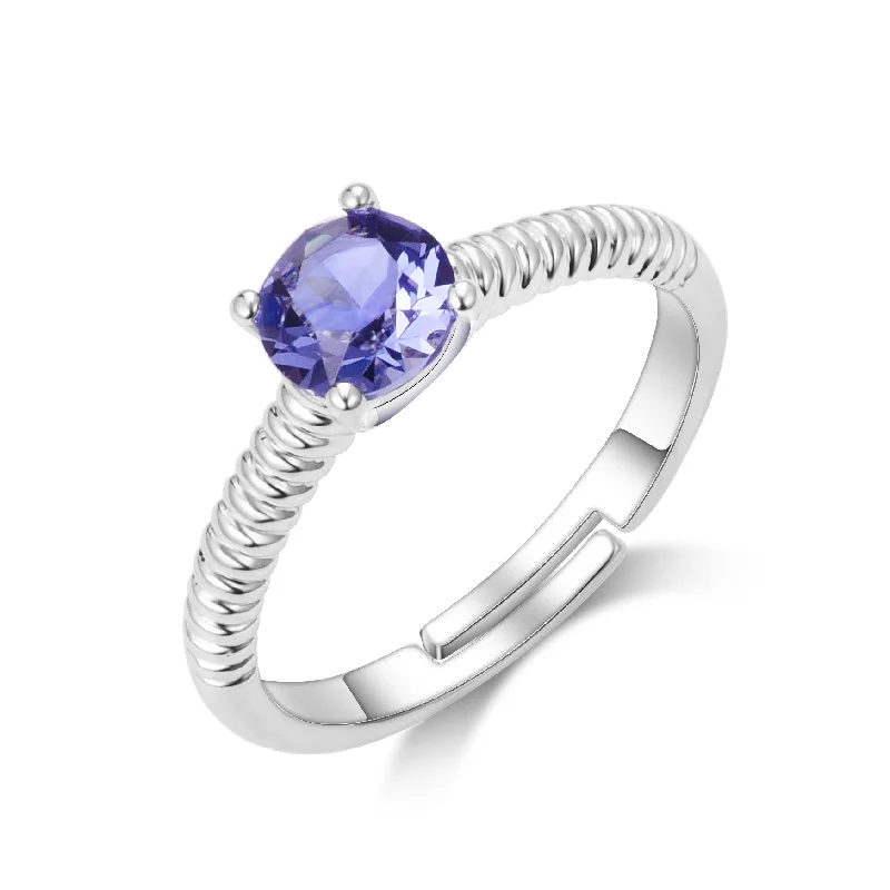 Sapphire inlay rings-Sapphire inlay rings-Light Purple Adjustable Crystal Ring Created with Zircondia® Crystals