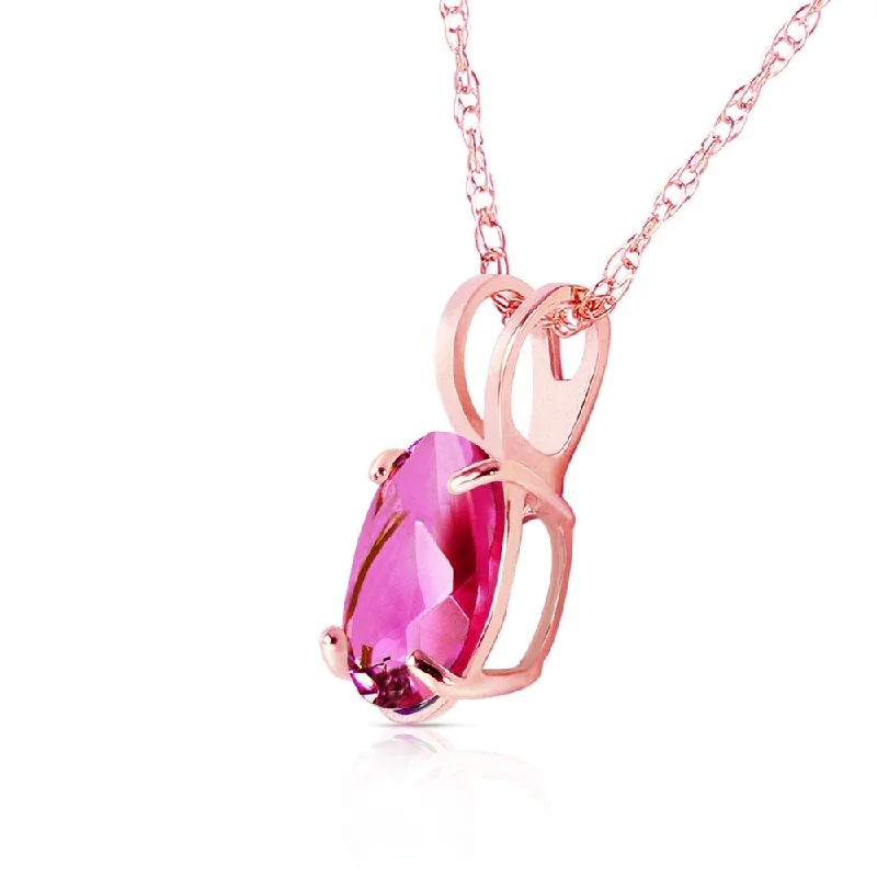 Luxe gem necklaces-0.85 Carat 14K Solid Rose Gold Solitaire Pink Topaz Necklace