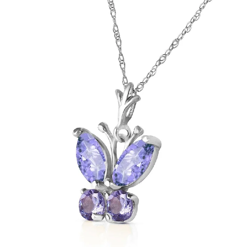 Light bead necklaces-0.6 Carat 14K Solid White Gold Butterfly Necklace Tanzanite