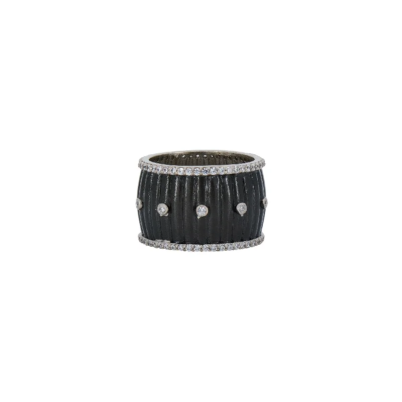 Blended metal rings-Blended metal rings-Industrial Finish Ribbed Metro Cigar Band